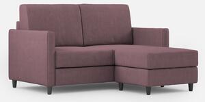 Divano 2 Posti con Pouf 138x155x85 cm Karay in Tessuto Prugna