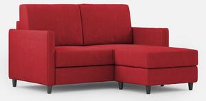 Divano 2 Posti con Pouf 138x155x85 cm Karay in Tessuto Rosso
