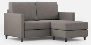 Divano 2 Posti con Pouf 138x155x85 cm Karay in Tessuto Grigio