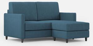 Divano 2 Posti con Pouf 138x155x85 cm Karay in Tessuto Avio