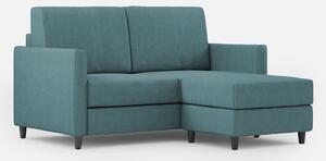 Divano 2 Posti con Pouf 158x145x85 cm Karay in Tessuto Petrolio