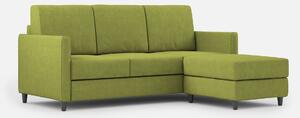 Divano 3 Posti con Pouf 198x155x85 cm Karay in Tessuto Verde