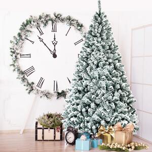 Costway Albero di Natale innevato 225 cm, Albero di Natale artificiale non illuminato e con cerniere