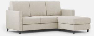 Divano 3 Posti con Pouf 198x155x85 cm Karay in Tessuto Latte
