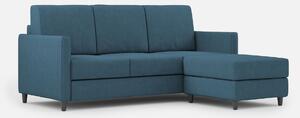 Divano 3 Posti con Pouf 198x155x85 cm Karay in Tessuto Avio