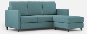 Divano 3 Posti con Pouf 198x155x85 cm Karay in Tessuto Petrolio