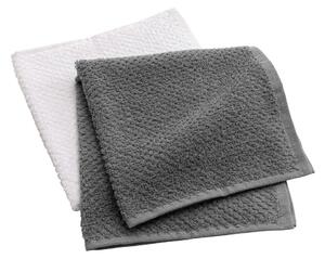 Set di asciugamani tipo terry bianchi/grigi in cotone 2 pz 50x50 cm Gourmet – douceur d'intérieur