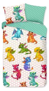 Set copripiumino e federa da bambini in cotone per letto singolo ed esteso 140x220 cm Dragons – Good Morning