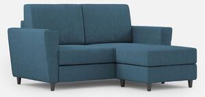 Divano 2 Posti con Pouf 152x155x85 cm Yasel in Tessuto Avio