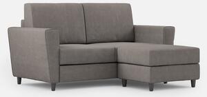 Divano 2 Posti con Pouf 152x155x85 cm Yasel in Tessuto Grigio