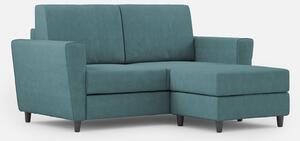 Divano 2 Posti con Pouf 172x145x85 cm Yasel in Tessuto Petrolio