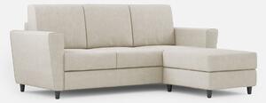 Divano 3 Posti con Pouf 212x155x85 cm Yasel in Tessuto Latte