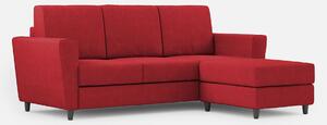 Divano 3 Posti con Pouf 212x155x85 cm Yasel in Tessuto Rosso