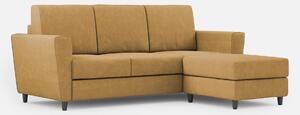 Divano 3 Posti con Pouf 212x155x85 cm Yasel in Tessuto Ocra