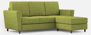 Divano 3 Posti con Pouf 212x155x85 cm Yasel in Tessuto Verde