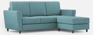 Divano 3 Posti con Pouf 212x155x85 cm Yasel in Tessuto Petrolio
