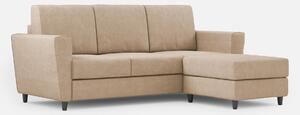 Divano 3 Posti con Pouf 212x155x85 cm Yasel in Tessuto Beige
