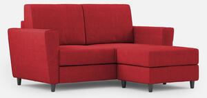 Divano 2 Posti con Pouf 152x155x85 cm Yasel in Tessuto Rosso