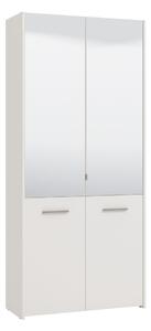 Scarpiera 2 Ante con Specchio 8 Ripiani 89,5x37,5x199 cm Maiorca Bianco