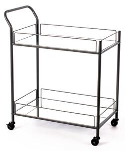 Carrello Portabevande 40x72xH83 cm in Metallo e Vetro Pagno Nero
