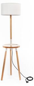Lampada da Terra 40x40xH135 cm in Tessuto e Legno Acrux Bianco