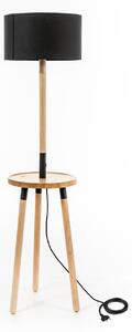 Lampada da Terra 40x40xH135 cm in Tessuto e Legno Acrux Nero