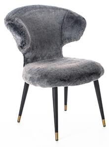 Poltrona 64x66xH87 cm in Pelliccia Sintetica Fury Grigio