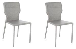Set 2 Sedie 56x44xH86,5 cm in Similcuoio e Metallo Kim Grigio chiaro