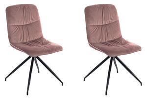 Set 2 Sedie 43x38xH86,5 cm in Microfibra Effetto Velluto Alba Rosa antico