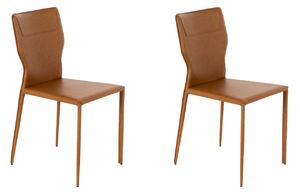 Set 2 Sedie 56x44xH86,5 cm in Similcuoio e Metallo Kim Whisky