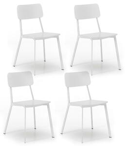 Set 4 Sedie 51x51,5xH82 cm in Legno e Metallo Woody Bianco
