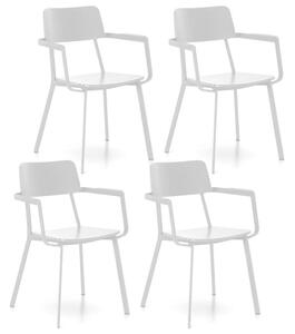 Set 4 Sedie 61x51,5xH82 cm in Legno e Metallo Woody capotavola Bianco