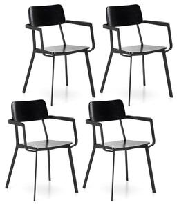 Set 4 Sedie 61x51,5xH82 cm in Legno e Metallo Woody capotavola Nero