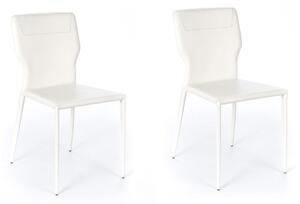 Set 2 Sedie 56x44xH86,5 cm in Similcuoio e Metallo Kim Bianco