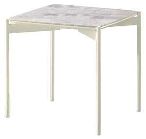 Tavolino 55x55xH35 cm in Ceramica e Metallo Ivy Marmo Calacatta e Bianco