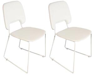 Set 2 Sedie 47,5x45,5xH89 cm in Similpelle e Metallo Guapa Bianco