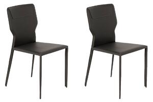 Set 2 Sedie 56x44xH86,5 cm in Similcuoio e Metallo Kim Grigio scuro
