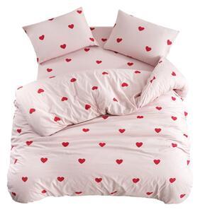 Set copripiumino e federa rosa per letto singolo o esteso con lenzuolo incluso/3 pezzi 160x220 cm Red Heart – Mila Home