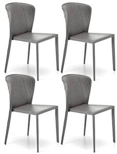 Set 4 Sedie 49x56xH82 cm in Similcuoio Break Grigio Chiaro