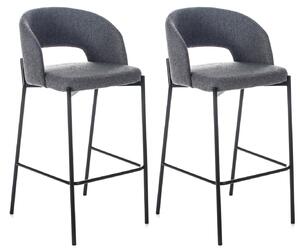 Set 2 Sgabelli 52x50x89 cm in Tessuto Greta Grigio