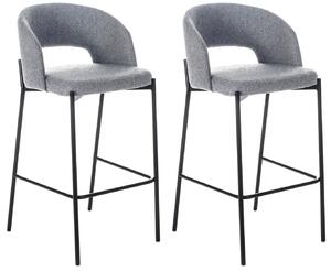 Set 2 Sgabelli 50x52xH89 cm in Tessuto Greta Grigio Chiaro e Nero