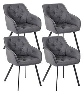 Set 4 Sedie 60x55xH79 cm in Tessuto Elsa Grigio
