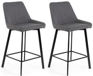 Set 2 Sgabelli 50x44xH94 cm in Tessuto Fox Grigio Scuro