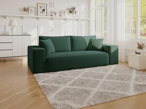 Divano letto 3p a ribalta Letto 140cm Materasso 13cm con memory foam in Velluto coste Verde abete - AMELIA