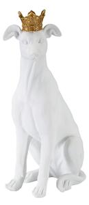 Statua Cane con Corona Bianco 20x12,5x33 cm in Poliresina