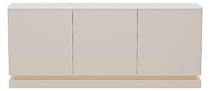 Credenza 3 ante con LED in MDF Beige ed effetto marmo Bianco - DEVIKA di Pascal MORABITO