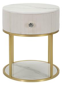 Comodino Montpellier Crema Ø 42x48 cm in Ferro Legno