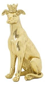 Statua Cane con Corona Oro 20x12,5x33 cm in Poliresina