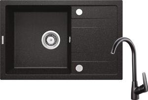 Granite sink with 1-bowl faucet with drainer