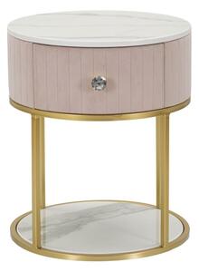 Comodino Montpellier Rosa Ø 42x48 cm in Ferro Legno